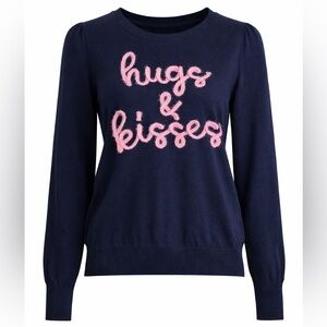 Zac & Rachel Navy Sweater with Pink Script Valentine’s Day